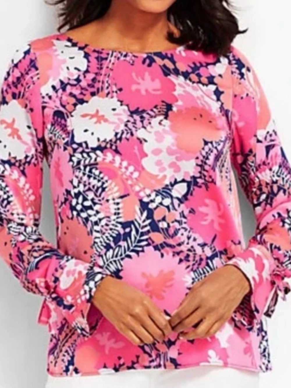 Talbots Pink Floral Long-Sleeve Blouse